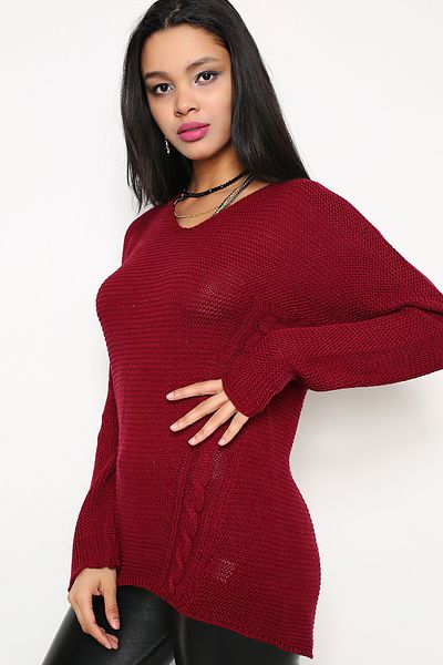 AVORWE Pulover din tricot jacquard cu decolteu în V