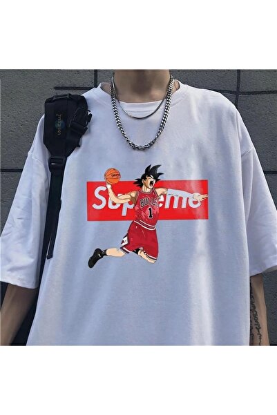 Le Savu Baschet Boy cu imprimeu Culoare albă Unisex supradimensionat tricou