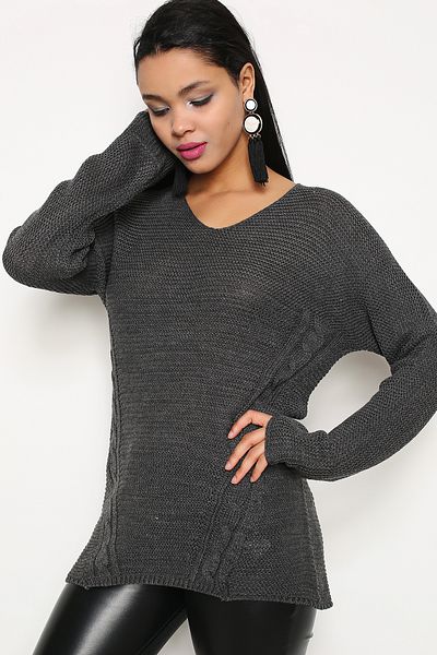 AVORWE V-Neck Reverse Knitted Hair Patterned Jacquard Knitwear Sweater