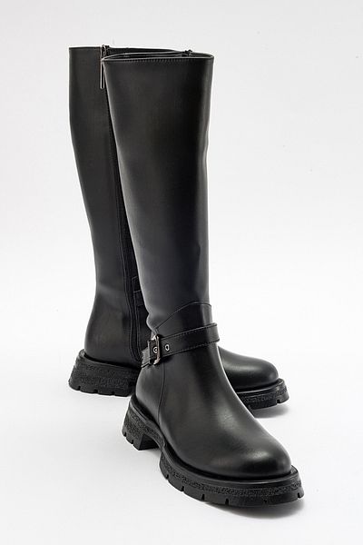 LuviShoes Dámské kozačky COVELA Black Skin