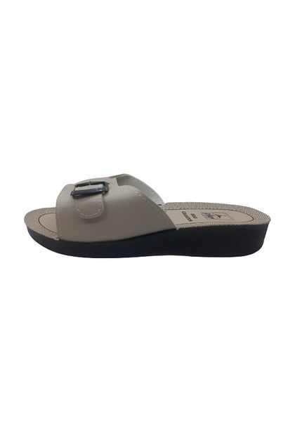 Ziley ZİLEY Women's Cream Buckle Ultra Light Daily Walking Slippers