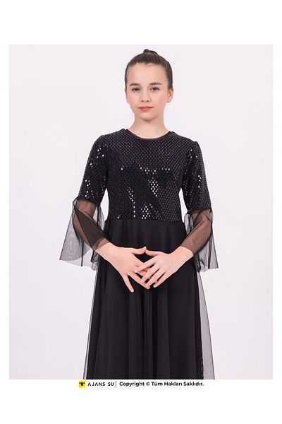 RAMON&ARTOS Tulle Shortcut Sequin Detailed Graduation and Wedding Girl Dress