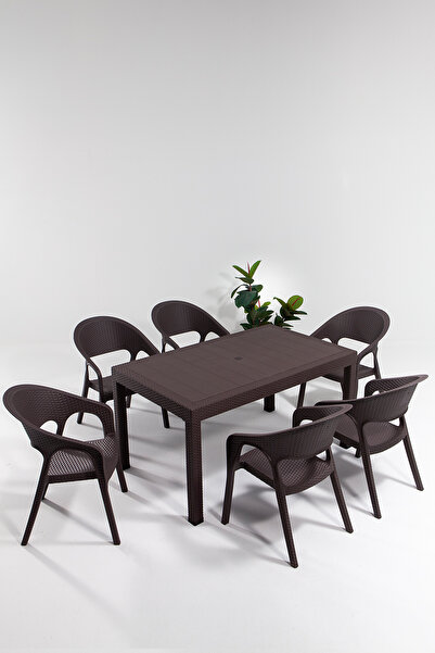 Modalife Garden Home 6 Kişilik Bahçe Masa Takımı-kahve