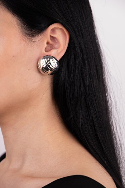 Sacha Accessories Circle Patterned Silver Earrings