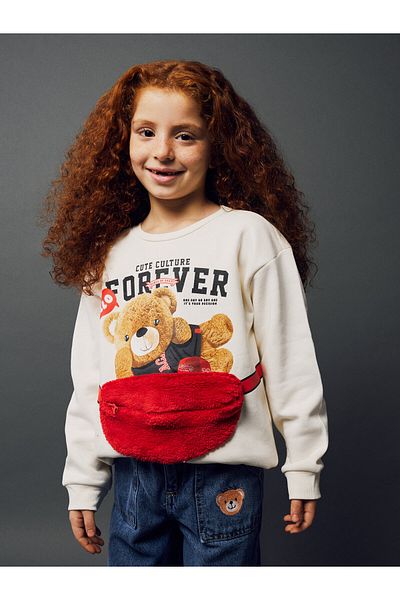 LC Waikiki Crew Neck – dívčí mikina s dlouhým rukávem s potiskem