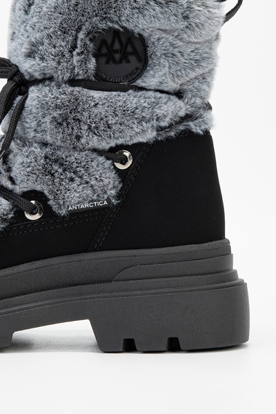 Valmenti Effetre Snowflake Kadın Melanj Grisi Deri/Kürk Kar Botu