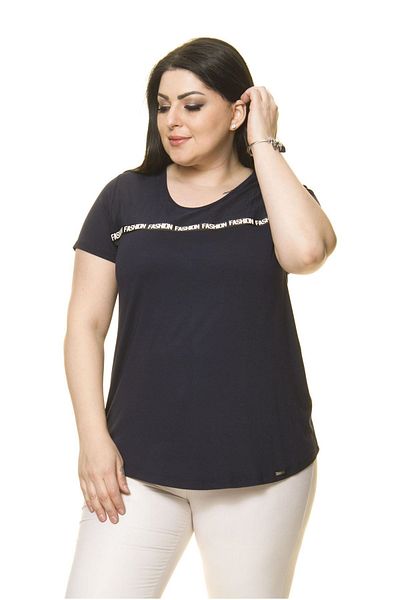 Moday Women's Large Size Navy Blue Sports Blouse A4-3010