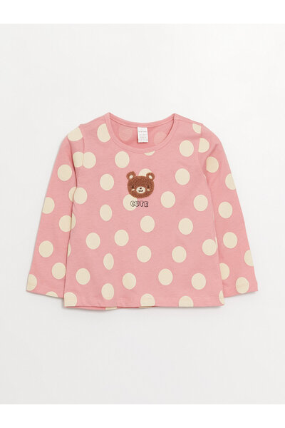 LC Waikiki Βρεφικό μπλουζάκι με μακρυμάνικη λαιμόκοψη με λεπτομέρεια με κέντημα