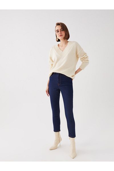 LC Waikiki Pantaloni slim de damă cu talie înaltă - Mom Design