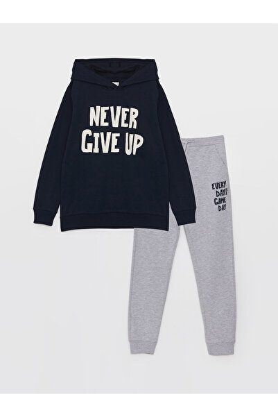 LC Waikiki Baskılı Uzun Kollu Erkek Çocuk Hoodie ve Eşofman Altı