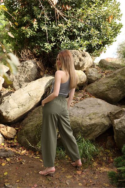 Ozan KOÇ Women's Hundred Percent Cotton Raw Cloth Baggy Trousers