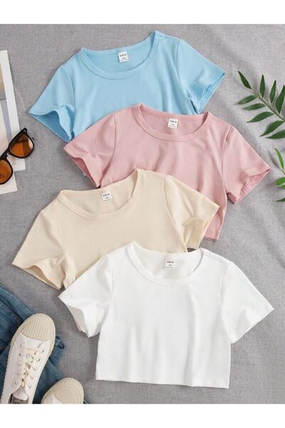 Machetta Дамски комплект от 4 части, едноцветен, къса тениска