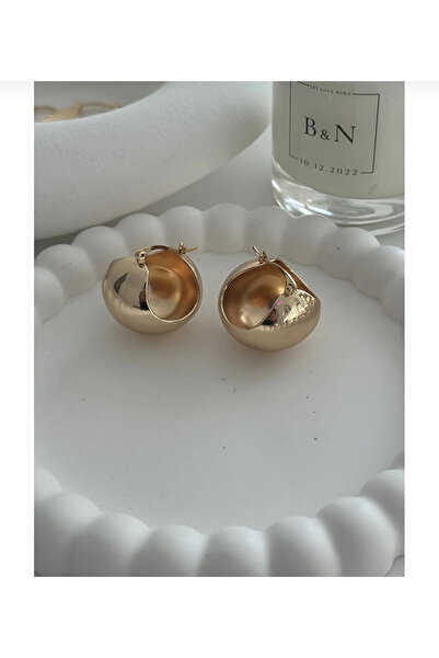 LİNACO Gold Chubby Basket Earrings