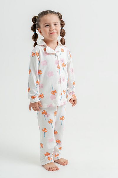 Krazber Girl Child| Printed| Long Arm| Buttoned| Pajama Set