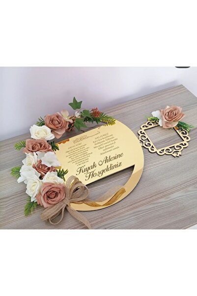 Evsay İsme Özel Gold Plexi Kapı Süsü Süslü Lüx Duvar Süsü Duvar Dekoru Prizlikli