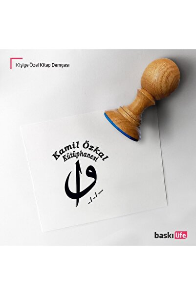 Baskı Life Elif Vav Kişiye Özel Kitap Damgası Kitap Mührü Kaşe Kitap Mühür Öz...