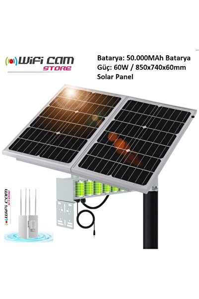 WIFICAM PLUS 60 Watt Panelli Sim Kartlı Güneş Enerjili Dış Mekan Wifi Modem Seti