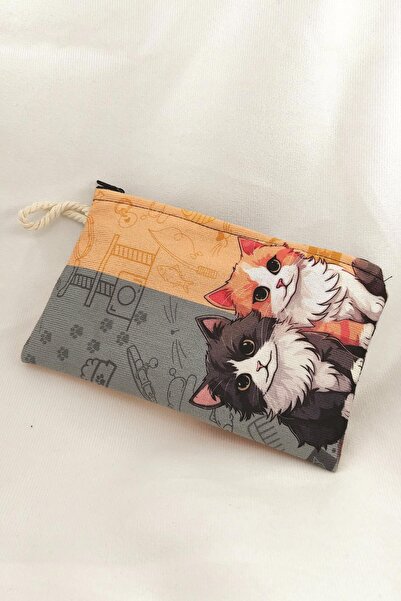 Anime Marketi حامل أقلام أو حقيبة مكياج مدرسية بتصميم قطط مزدوجة حلوة