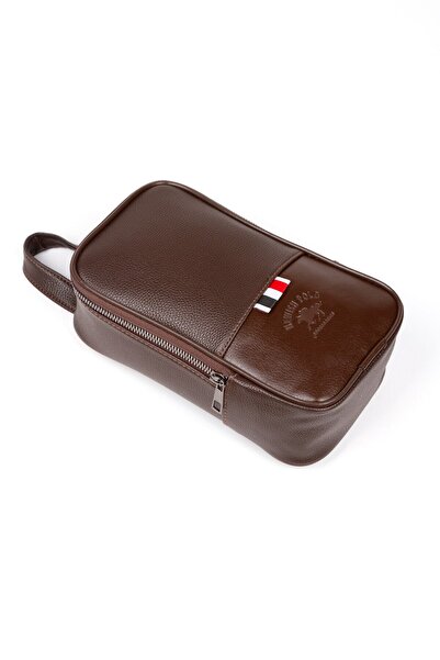 Newish Polo Men's Brown Waterproof Shaving Bag Daily Cosmetic Handbag 14x24cm