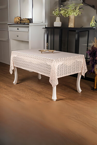 Finezza Față de masă Lilyum Lux Raschel din dantelă bej 155x220 Cm - 1290