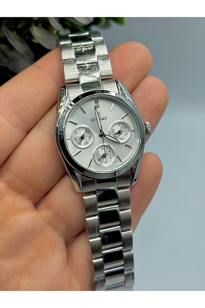 Reward Brand Stylish Women's Wristwatch with Silver Color Jewelled Steel Band
