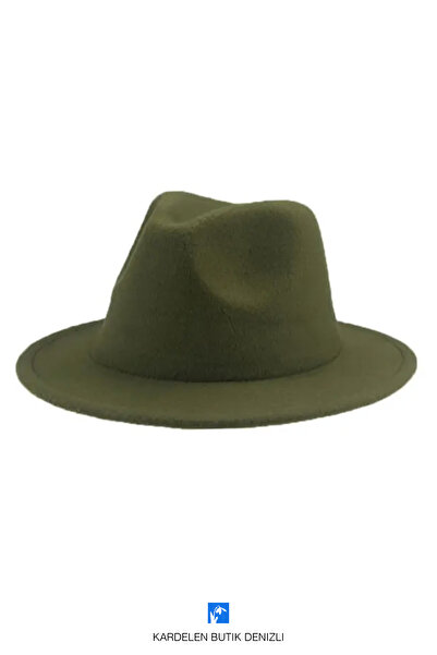 Kardelen Butik Denizli Felt Wide Fedora Hat for Women and Men in Autumn and Winter (Shrink Rope Available)