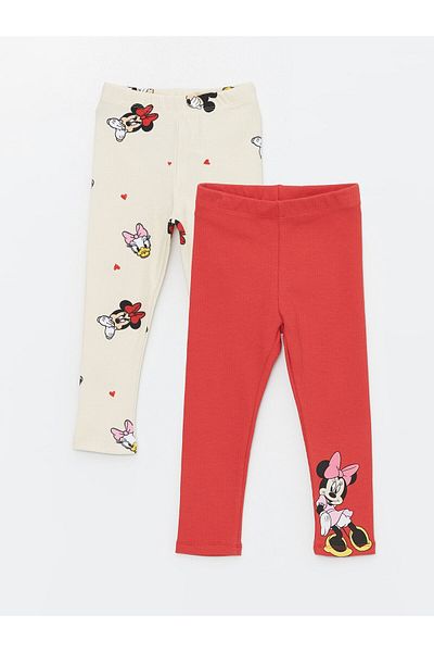 LC Waikiki Jambiere pentru fetiță, cu talie elastică, imprimate Minnie Mouse, 2 piese