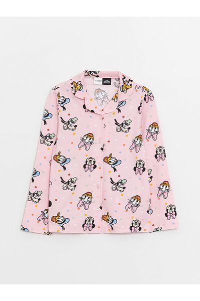 LC Waikiki Pyjama-Set für Mädchen mit Minnie-Maus-Aufdruck und langen Ärmeln und Hemdkragen