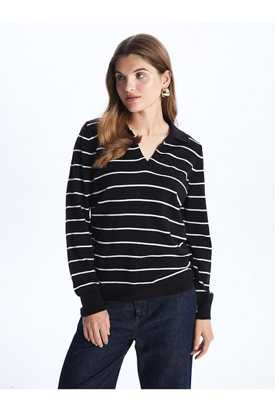 LC Waikiki Polo Neck Striped Long Sleeve Women's Knitwear Sweater