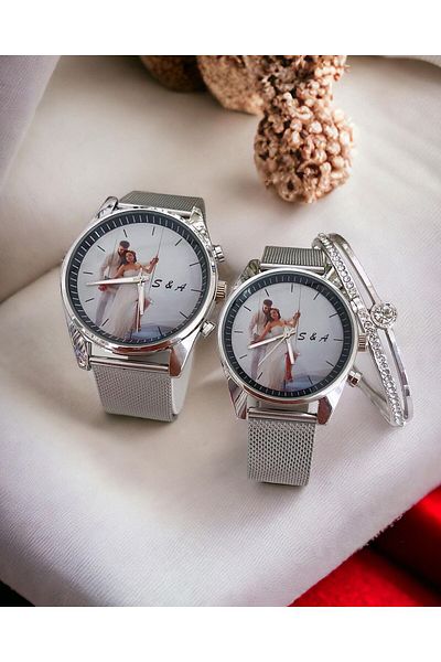Spectrum Silver Color Lover Couple Wristwatches