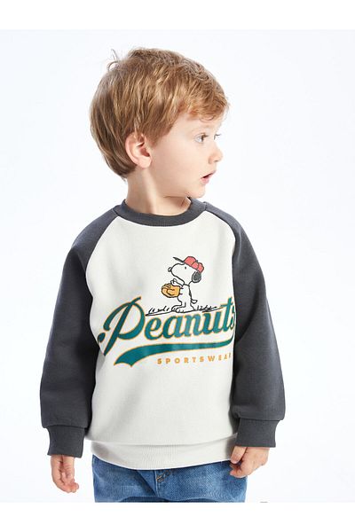 LC Waikiki Crew Neck Long Sleeve Snoopy Printed Baby Boy Sweatshirt
