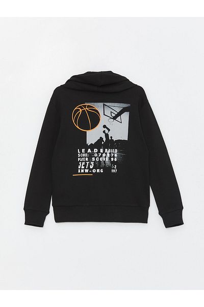 LC Waikiki Hooded Printed Long Sleeve Boys' T-Shirt