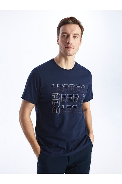LC Waikiki Bedrucktes Herren-T-Shirt aus gekämmter Baumwolle – Rundhalsausschnitt, kurze Ärmel