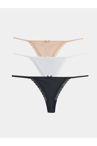 LC Waikiki Pack of 3 Lace Detailed Thong Panties