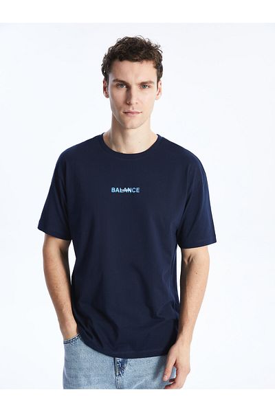 LC Waikiki Printed Men's Combed Cotton T-Shirt - Crew Neck, Short Sleeve