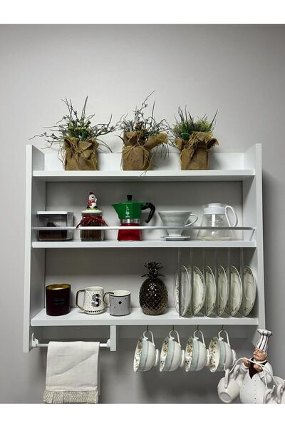 TAMELA Ahşap Mutfak Terek Rafı