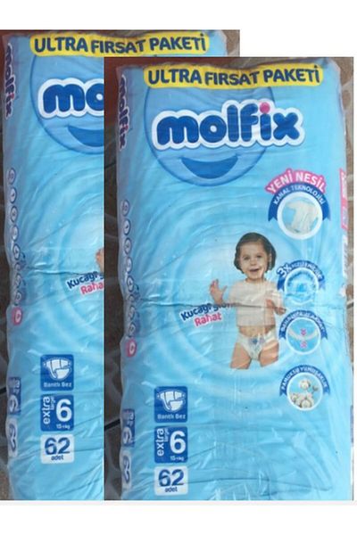 Molfix Ultra Fırsat Baby Diapers - Size 6, 62 Pieces, X 2-Piece Total 124 Pieces