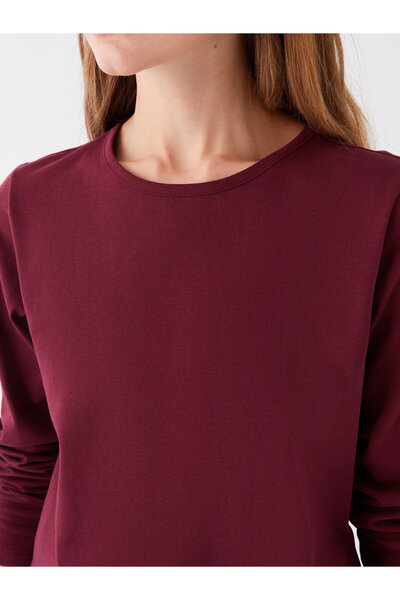 LC Waikiki Damski T-shirt z długim rękawem i okrągłym dekoltem