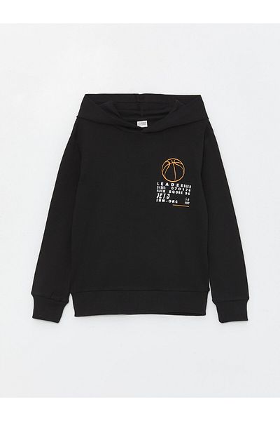 LC Waikiki Hooded Printed Long Sleeve Boys' T-Shirt