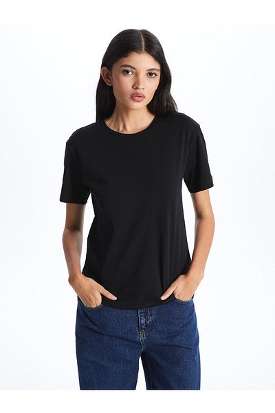 LC Waikiki Femei - Tricou cu mânecă scurtă imprimat cu decolteu