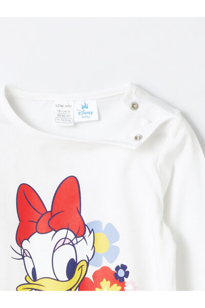 LC Waikiki Bisiklet Yaka Uzun Kollu Daisy Duck Baskılı Kız Bebek Pijama Takım