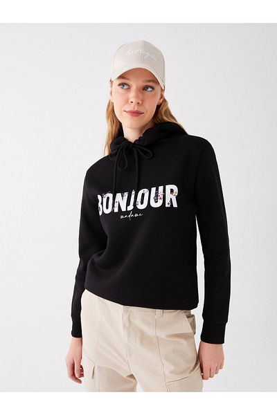 LC Waikiki Bedruckter Langarm-Hoodie für Damen