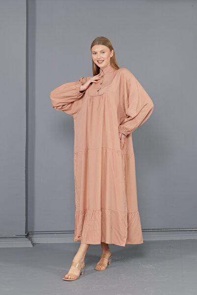 mervemoda Γυναικείο φόρεμα ισλαμικής ύφανσης γιακά hakim μεγάλου μεγέθους