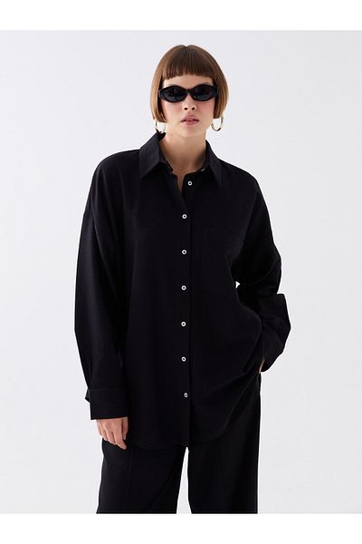 LC Waikiki Long Sleeve Oversize Linen Women's Shirt