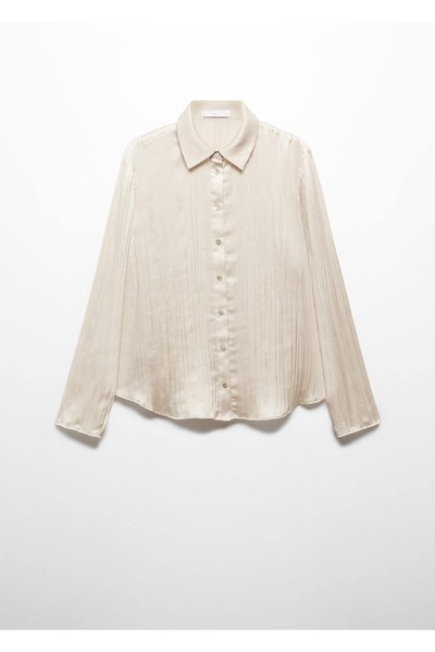 MANGO Woman Pilili saten gömlek