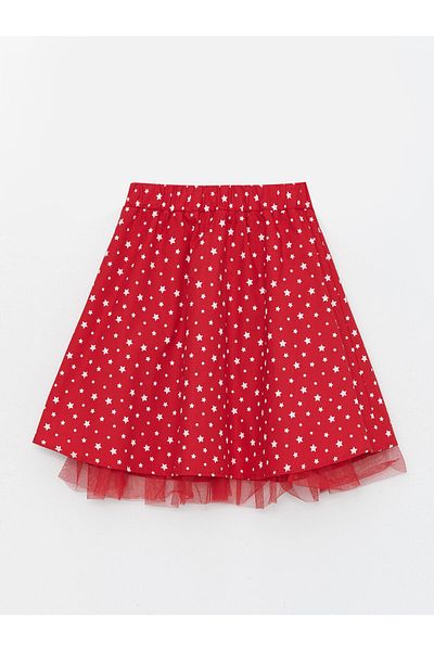 LC Waikiki Printed Girl's Skirt with Elastic Waist