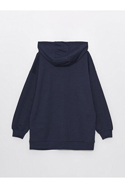 LC Waikiki Oversize dámská mikina na zip s vyšívaným dlouhým rukávem s kapucí