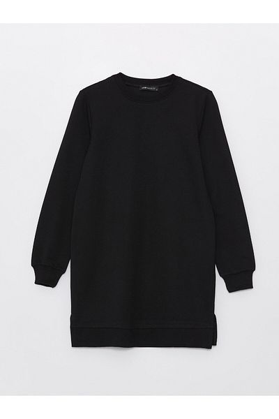 LC Waikiki Women's Sweatshirt Tunic - Crew Neck, Solid Long Sleeve