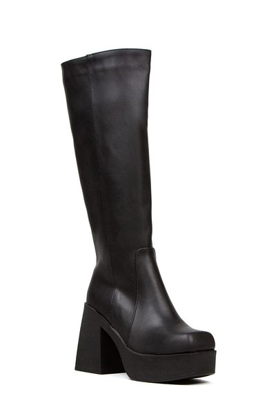 Lio Shoes Cizme de damă Lavinia cu fermoar lung cu platformă neagră