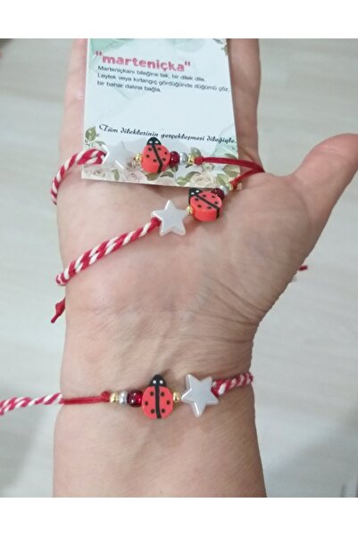 Funny Takılar Üç Adet Yıldızlı Fimo Uğur Böceği Ve Çek Cam Boncuklu Marteniçk...